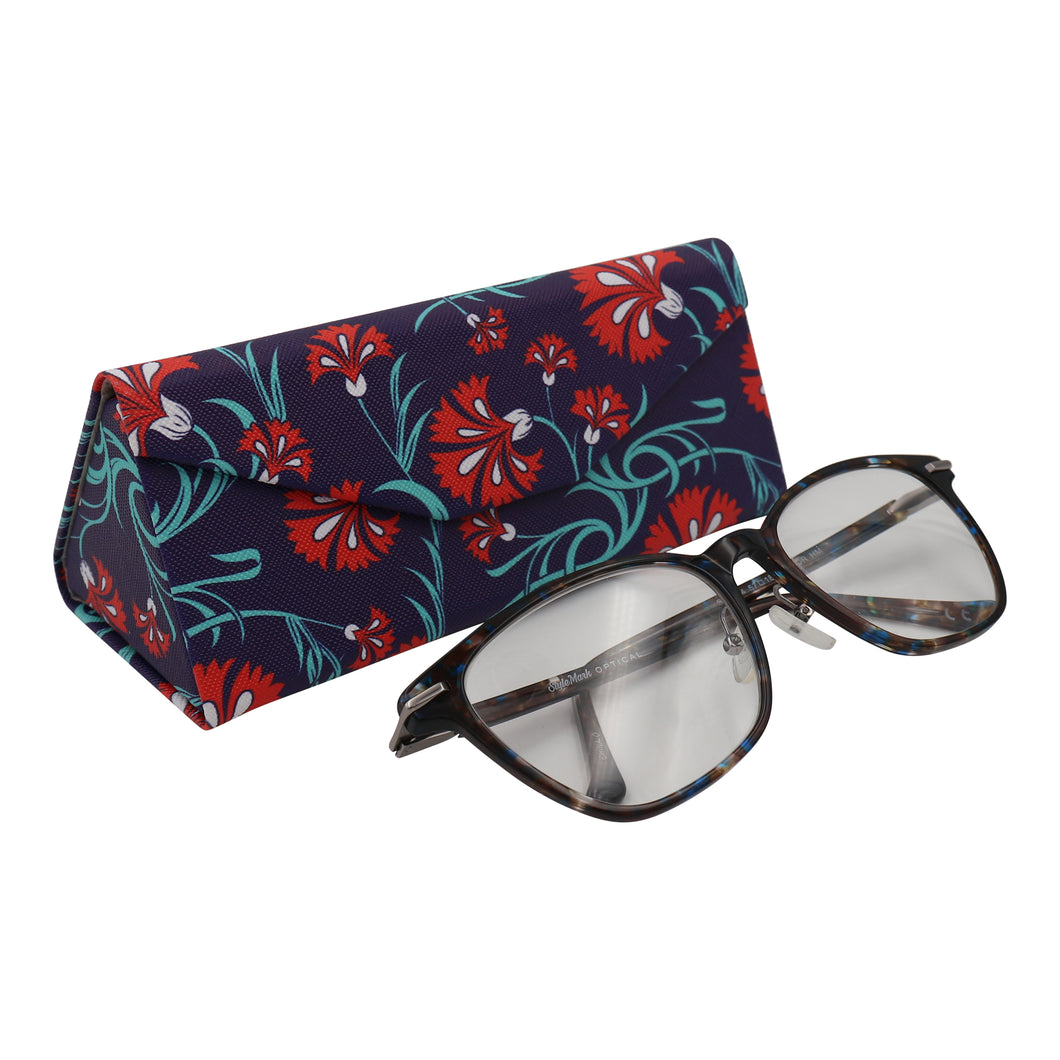 Carnation Flower Eyewear Glasses Case - Eco Leather Magnetic Folding Hard Case for Sunglasses, Eyeglasses, Reading Glasses