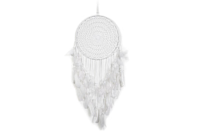 Feather Dream Catcher Macrame Wall Hanging Decoration - White