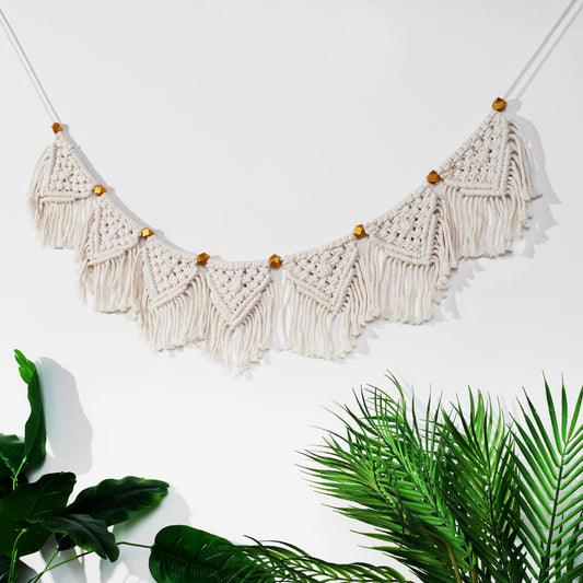 Hand Woven Cotton Macrame Wall Hanging Curtain Decor Banner - Nova