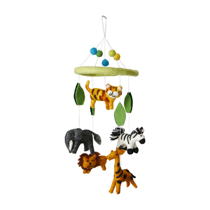Handmade Wool Felt Baby Mobile For Crib Nursery - Tiger, lion, Zebra, elephant Mobile Toys