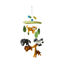 Load image into Gallery viewer, Handmade Wool Felt Baby Mobile For Crib Nursery - Tiger, lion, Zebra, elephant Mobile Toys

