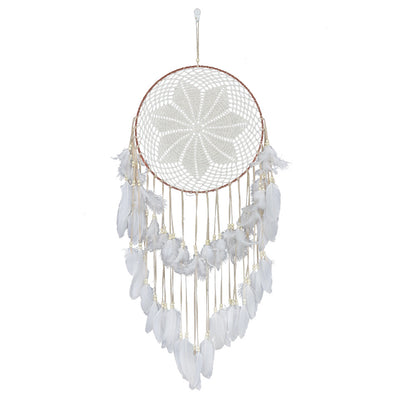 Feather Dream Catcher Macrame Wall Hanging Decoration - White