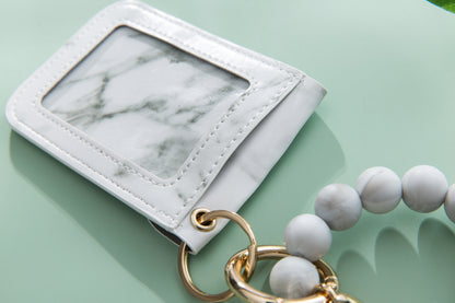 Silicone Beaded Tassel Bracelet Keychain - Card & Coin Purse Wallet (Laura)