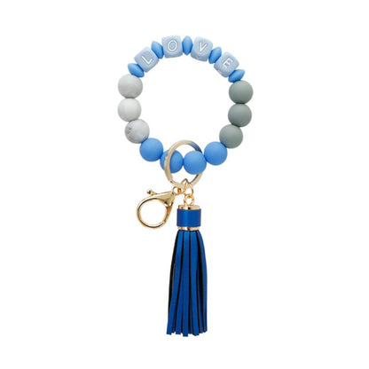 LOVE Silicone Bracelet Beaded Bangle Wristlet Keychain