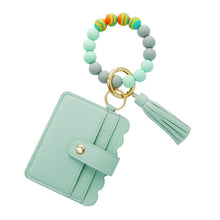Load image into Gallery viewer, Silicone Tassel Beaded Bangle Wristlet Keychain Bracelet With Card Holder Wallet

