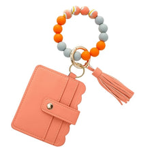 Load image into Gallery viewer, Silicone Tassel Beaded Bangle Wristlet Keychain Bracelet With Card Holder Wallet
